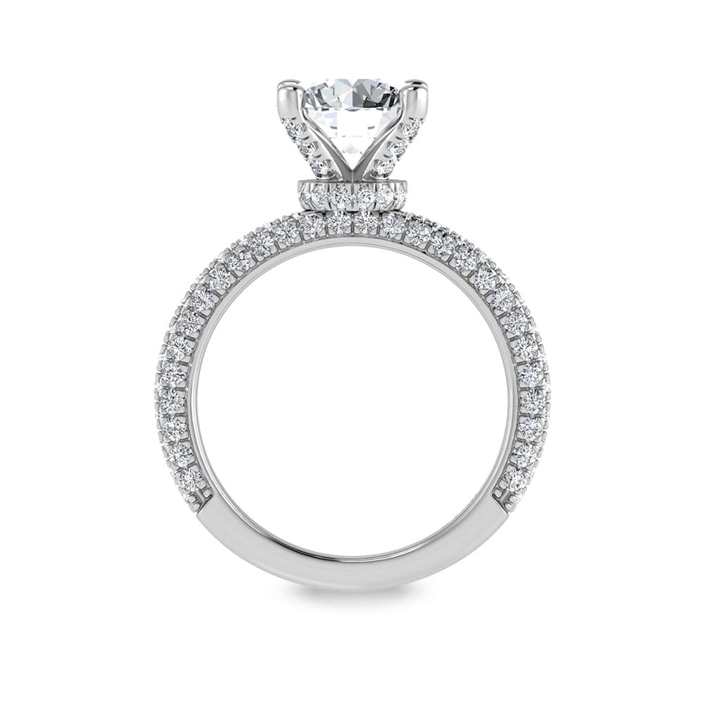 14K White Gold Lab Grown Diamond 4 Ct.Tw.  Round Shape Halo Engagement Ring (IGI Certified Center 3ct)