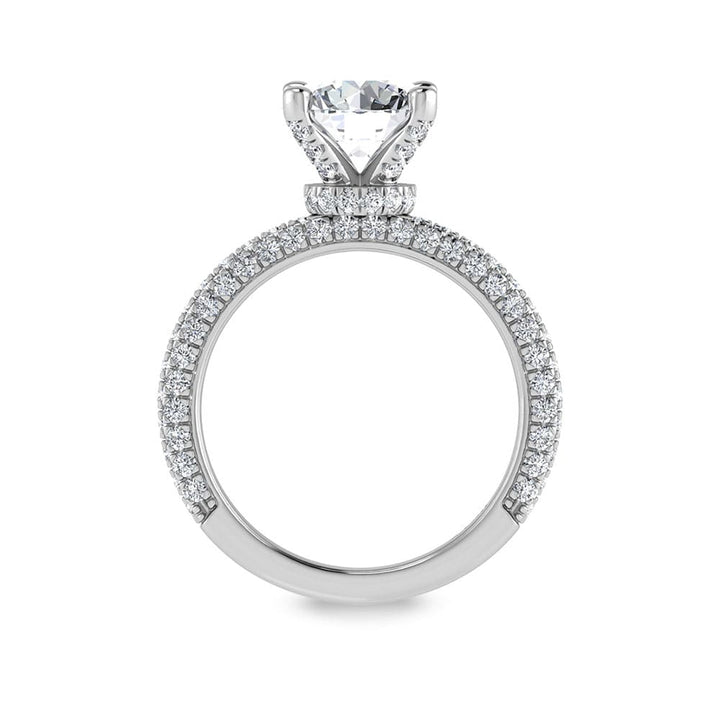 14K White Gold Lab Grown Diamond 4 Ct.Tw.  Round Shape Halo Engagement Ring (IGI Certified Center 3ct)