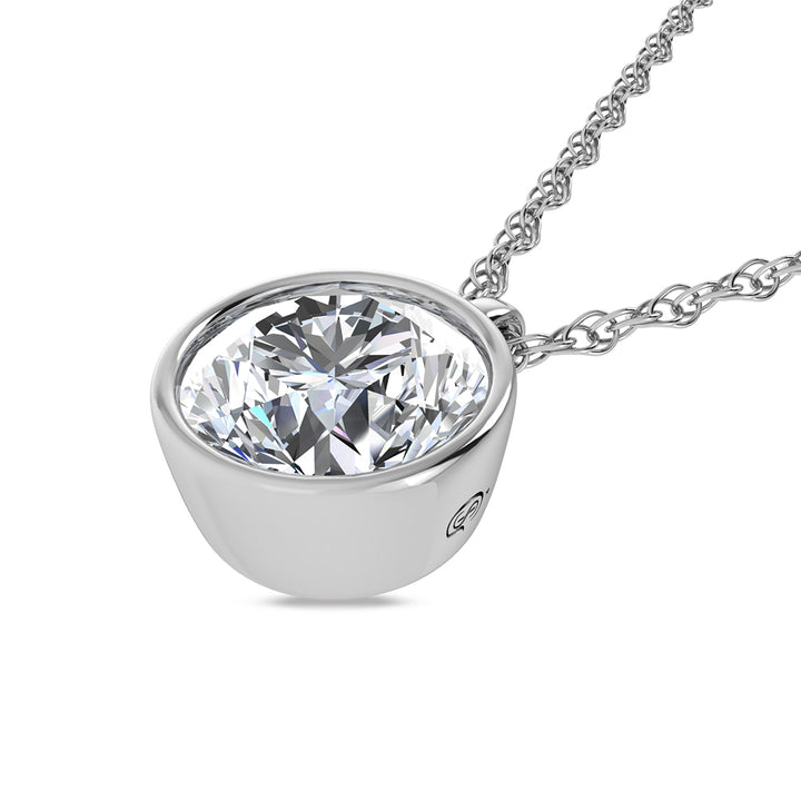 14K White Gold Lab Grown Bezel Set Lab Grown Diamond 2 ct.tw. Solitaire Pendant