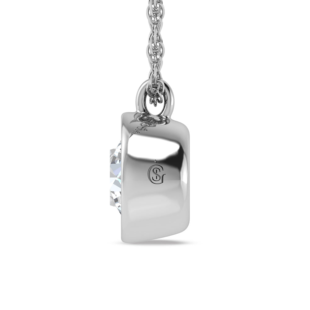 14K White Gold Lab Grown Bezel Set Lab Grown Diamond 2 ct.tw. Solitaire Pendant