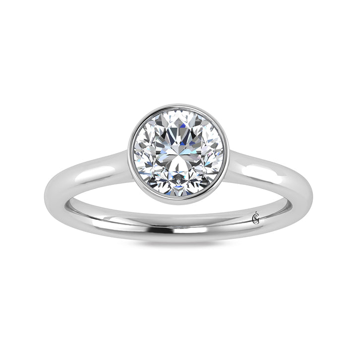 14K White Gold Lab Grown Bezel Set Lab Grown Diamond 3/4 ct.tw. Solitaire Ring