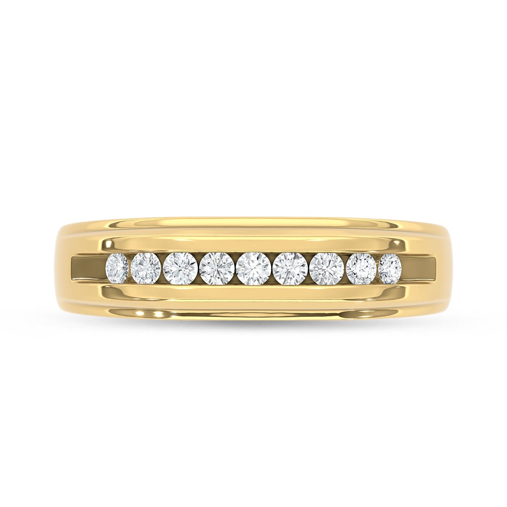 10K Yellow Gold Diamond 1/4 Ct.Tw. Mens Band