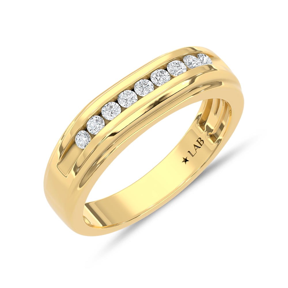 10K Yellow Gold Diamond 1/4 Ct.Tw. Mens Band