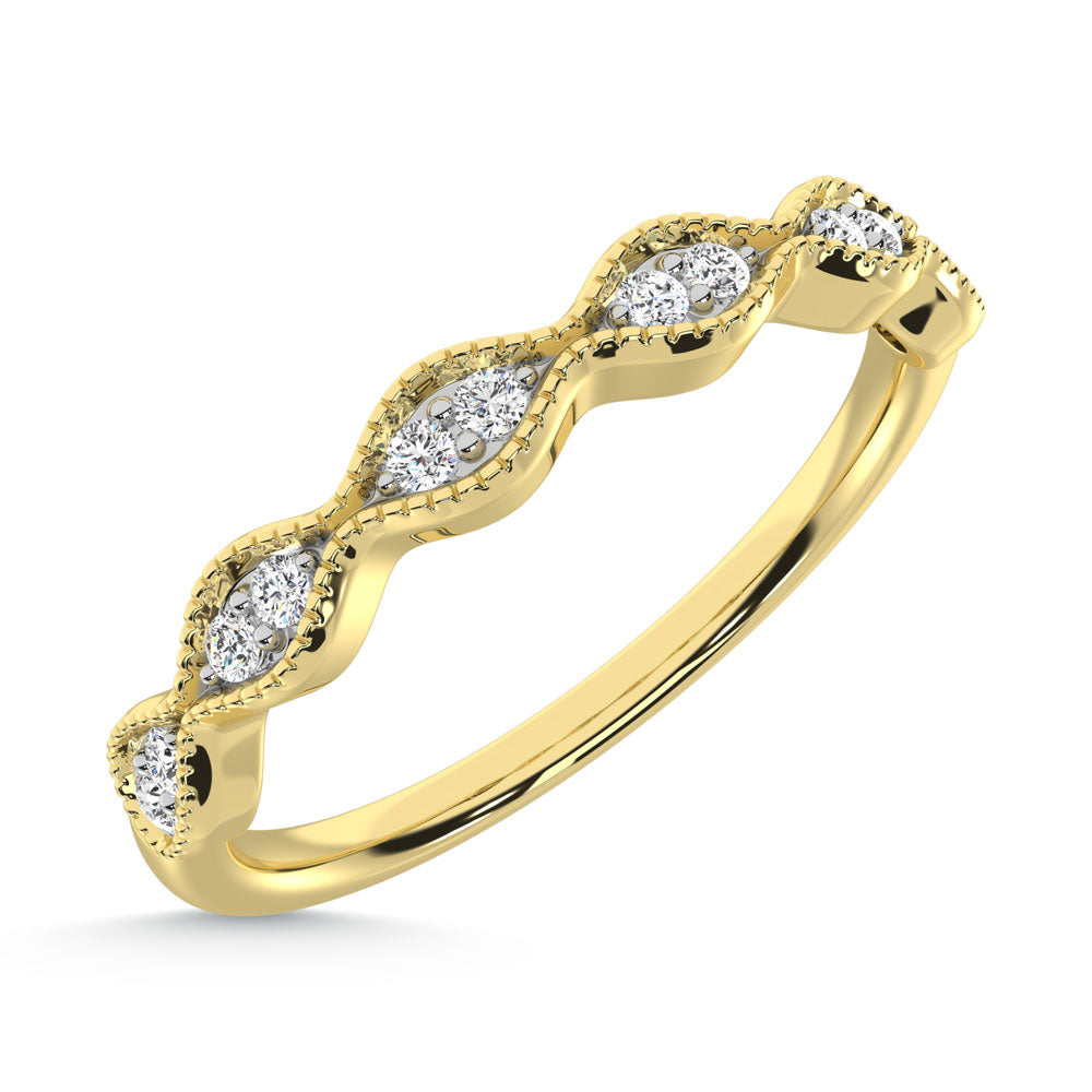10K Yellow Gold Lab Grown Diamond 1/10 Ct.Tw. Stackable Band