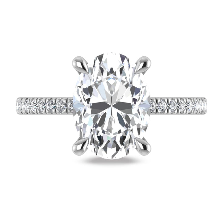 14K White Gold Lab Grown Diamond 4 3/8 Ct.Tw. Oval Shape Engagement Ring (IGI Certified Center 4ct)