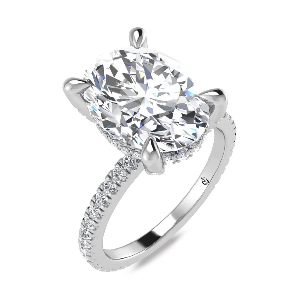 14K White Gold Lab Grown Diamond 4 3/8 Ct.Tw. Oval Shape Engagement Ring (IGI Certified Center 4ct)