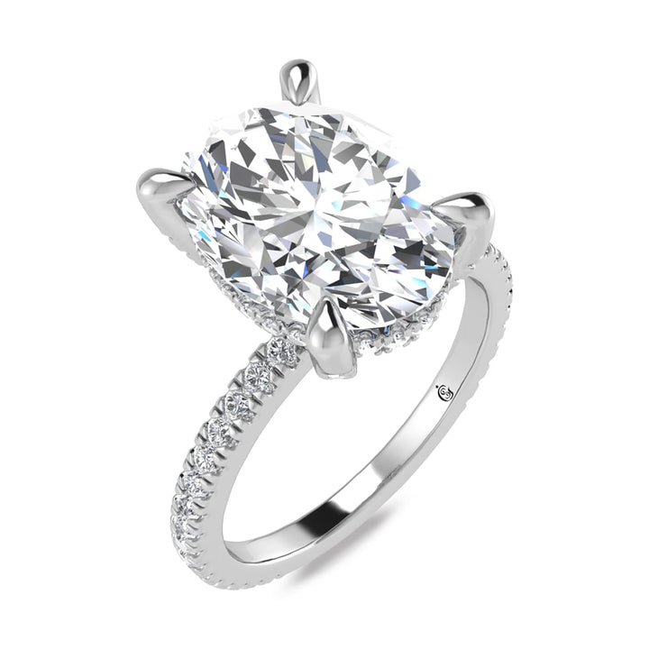 14K White Gold Lab Grown Diamond 4 3/8 Ct.Tw. Oval Shape Engagement Ring (IGI Certified Center 4ct)