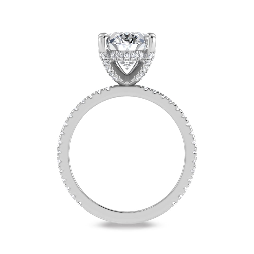 14K White Gold Lab Grown Diamond 4 3/8 Ct.Tw. Oval Shape Engagement Ring (IGI Certified Center 4ct)