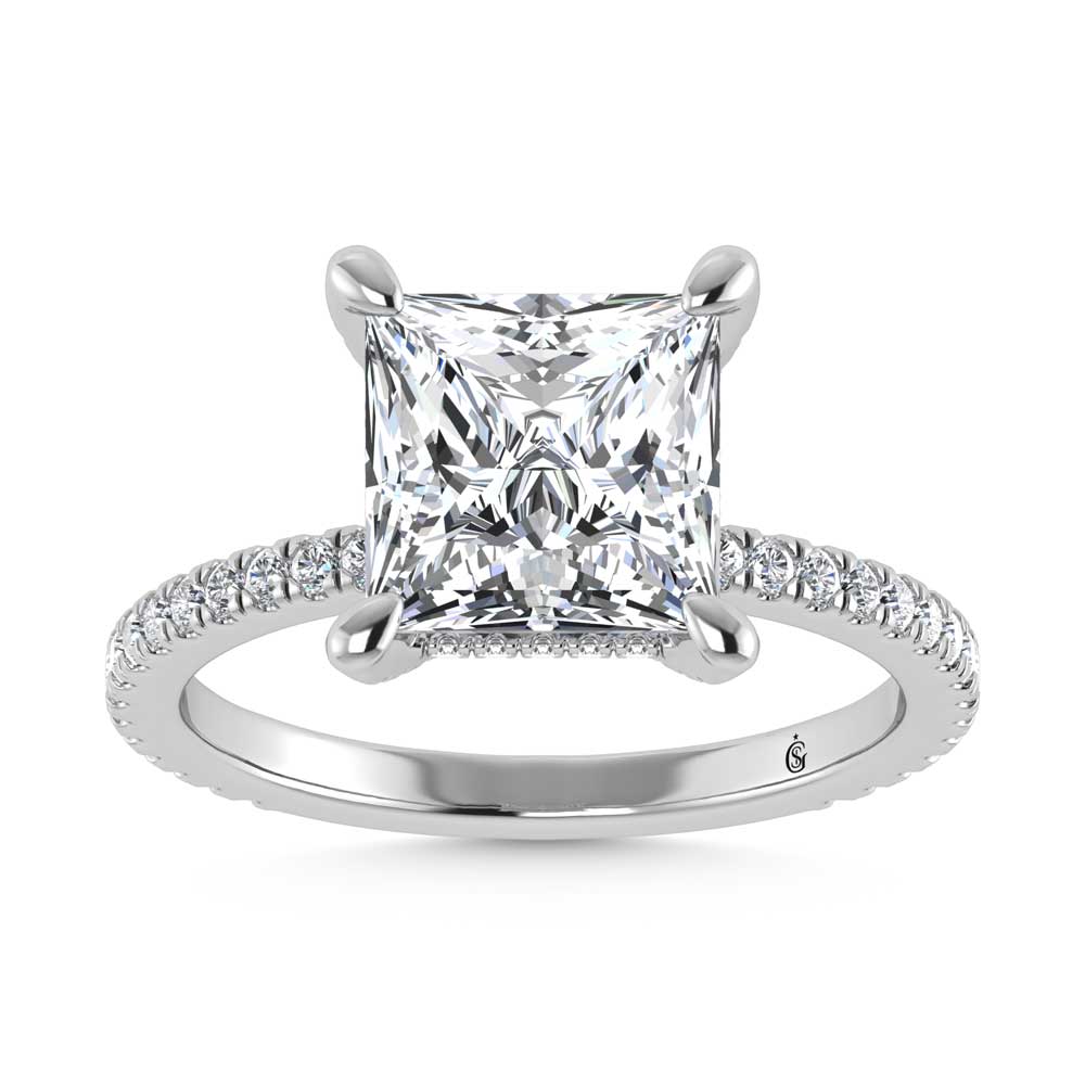 14K White Gold Lab Grown Diamond 2 1/3 Ct.Tw. Princess Shape Engagement Ring (IGI Certified Center 2ct)