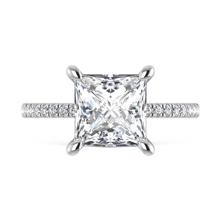 14K White Gold Lab Grown Diamond 2 1/3 Ct.Tw. Princess Shape Engagement Ring (IGI Certified Center 2ct)