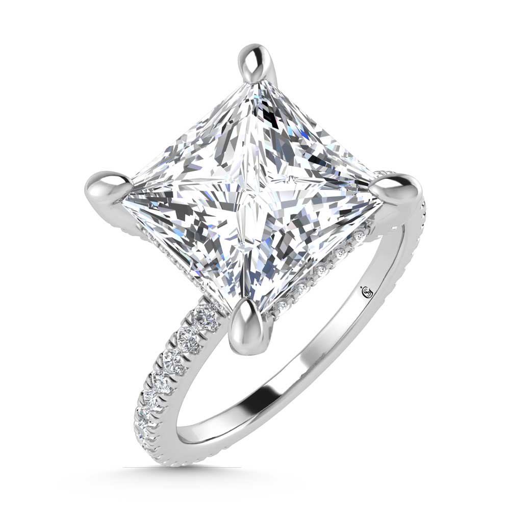 14K White Gold Lab Grown Diamond 2 1/3 Ct.Tw. Princess Shape Engagement Ring (IGI Certified Center 2ct)