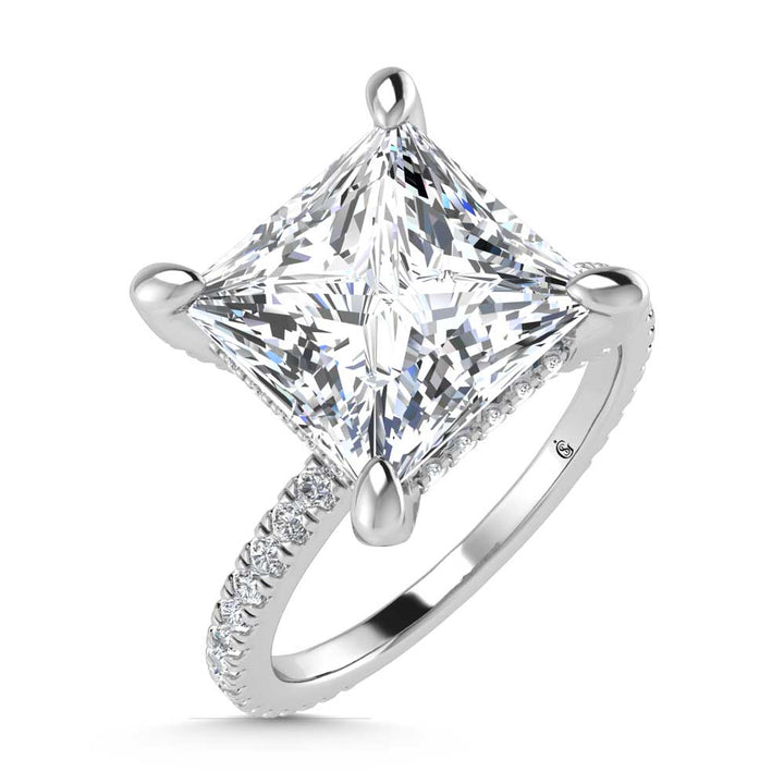 14K White Gold Lab Grown Diamond 2 1/3 Ct.Tw. Princess Shape Engagement Ring (IGI Certified Center 2ct)