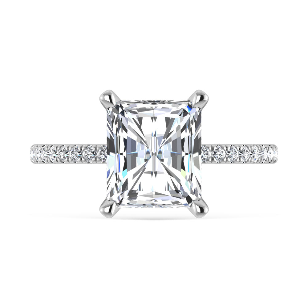 14K White Gold Lab Grown Diamond 3 3/8 Ct.Tw. Radiant Shape Engagement Ring (IGI Certified Center 3ct)