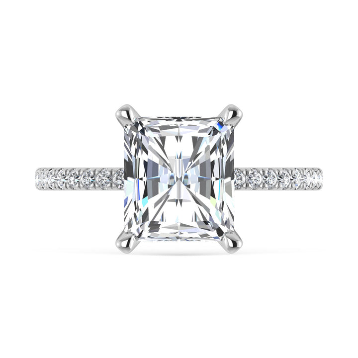 14K White Gold Lab Grown Diamond 3 3/8 Ct.Tw. Radiant Shape Engagement Ring (IGI Certified Center 3ct)