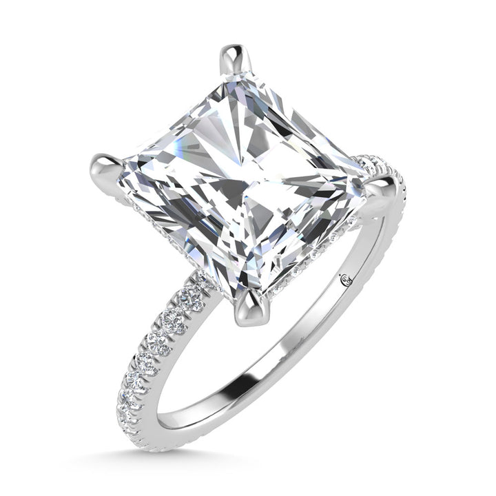 14K White Gold Lab Grown Diamond 3 3/8 Ct.Tw. Radiant Shape Engagement Ring (IGI Certified Center 3ct)