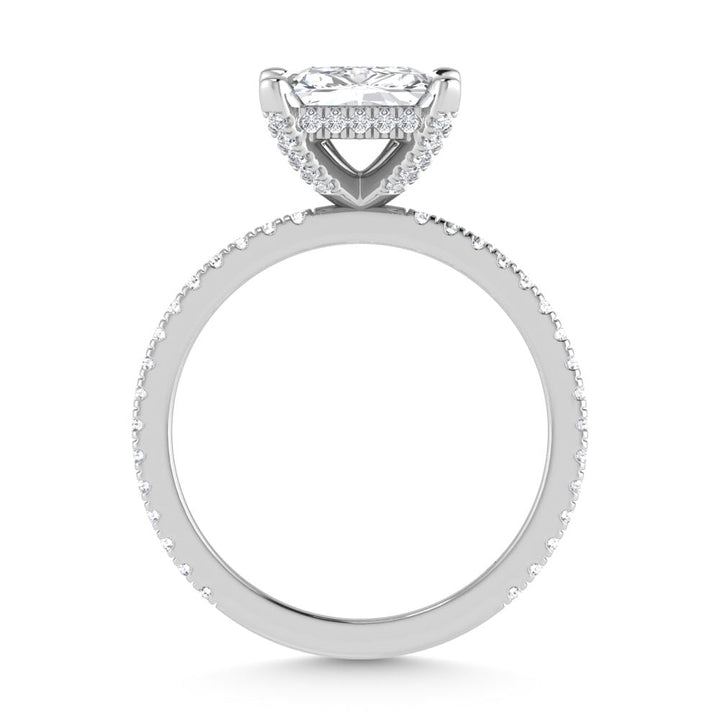 14K White Gold Lab Grown Diamond 3 3/8 Ct.Tw. Radiant Shape Engagement Ring (IGI Certified Center 3ct)
