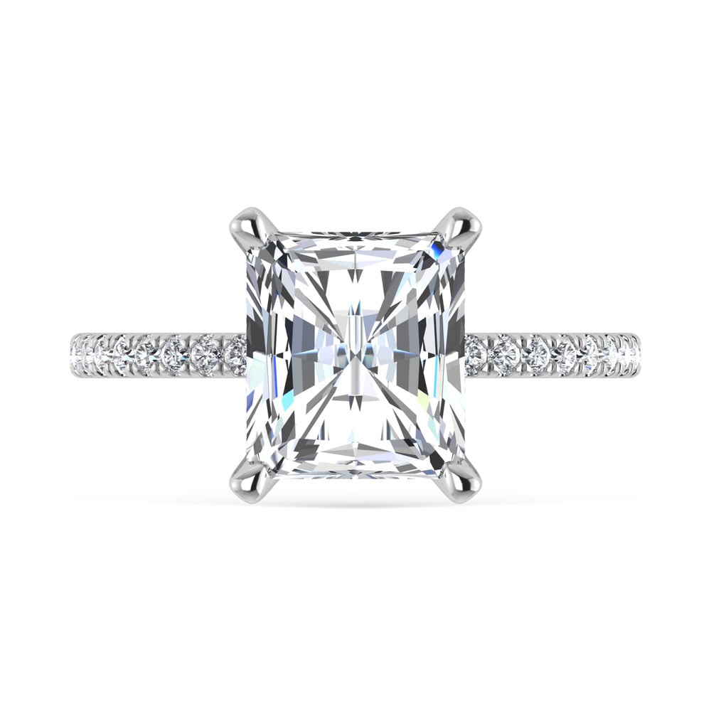 14K White Gold Lab Grown Diamond 4 3/8 Ct.Tw. Radiant Shape Engagement Ring (IGI Certified Center 4ct)