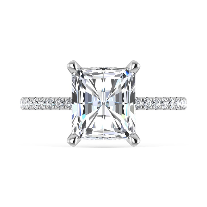14K White Gold Lab Grown Diamond 4 3/8 Ct.Tw. Radiant Shape Engagement Ring (IGI Certified Center 4ct)