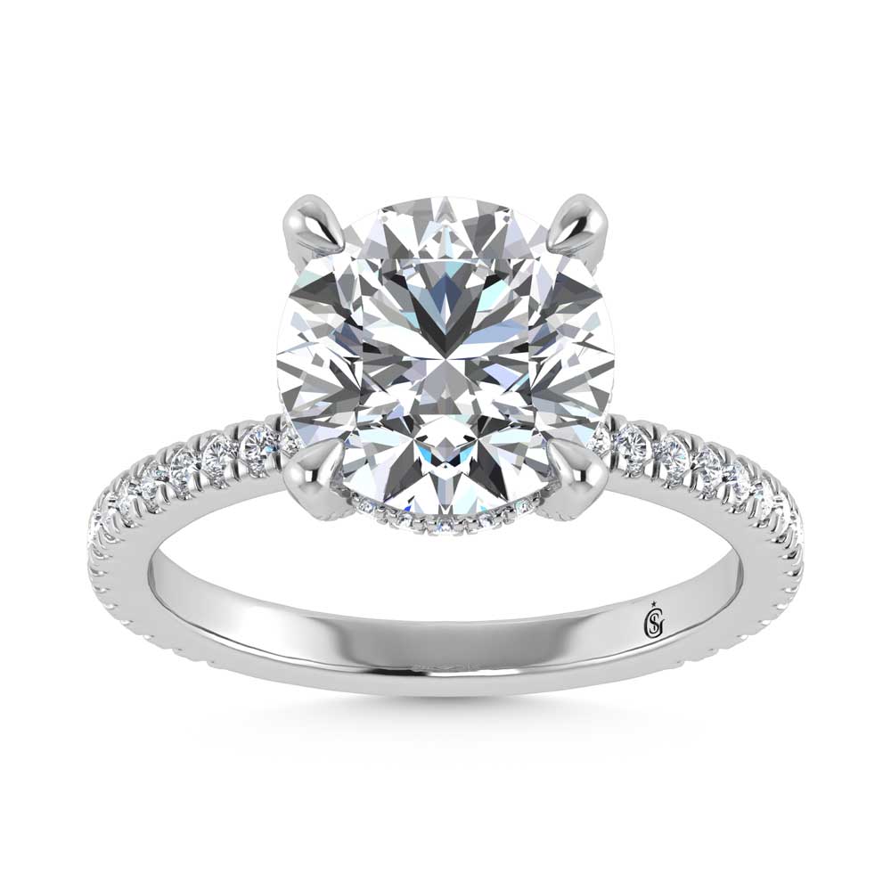 14K White Gold Lab Grown Diamond 2 1/3 Ct.Tw. Round Shape Engagement Ring (IGI Certified Center 2ct)
