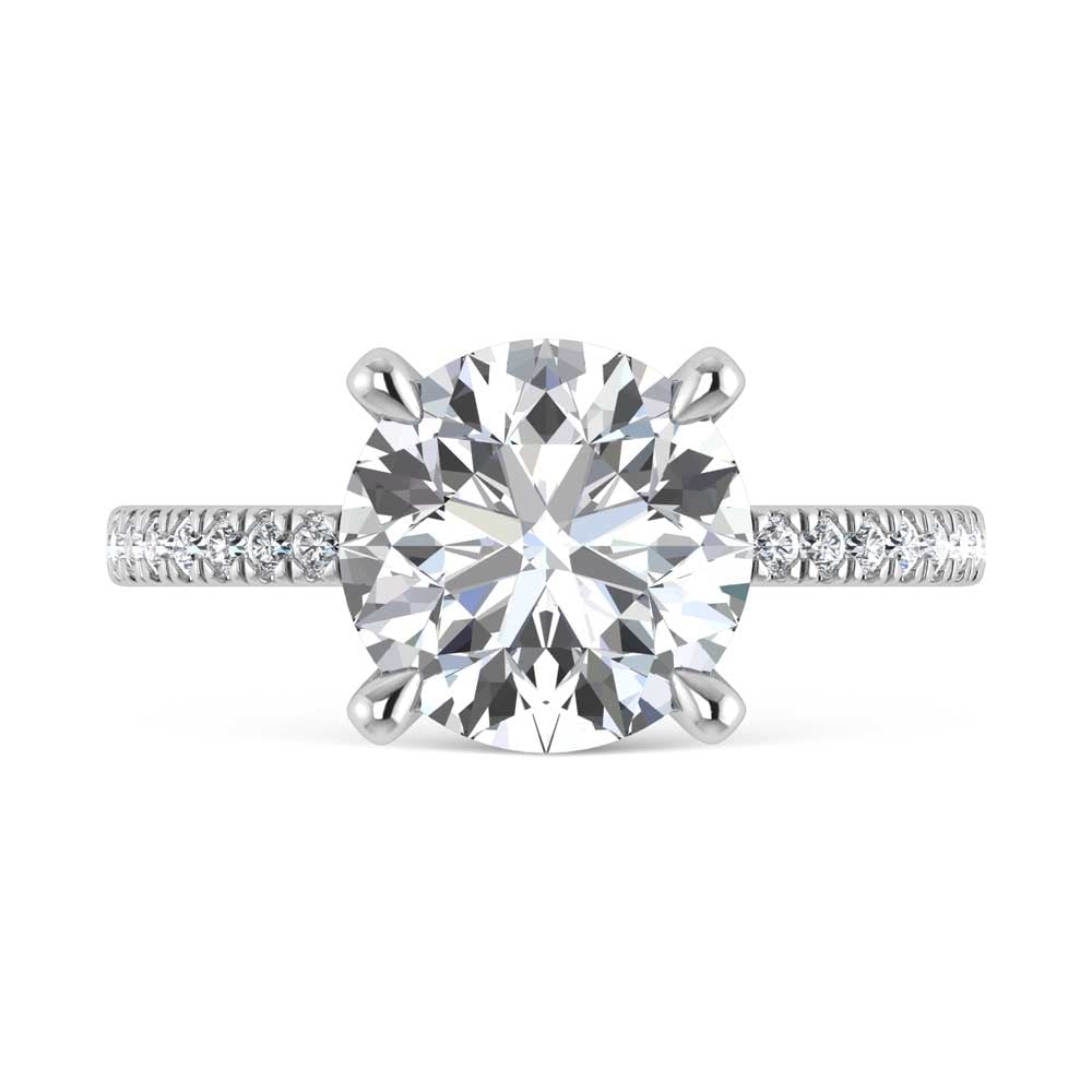 14K White Gold Lab Grown Diamond 3 3/8 Ct.Tw. Round Shape Engagement Ring (IGI Certified Center 3ct)