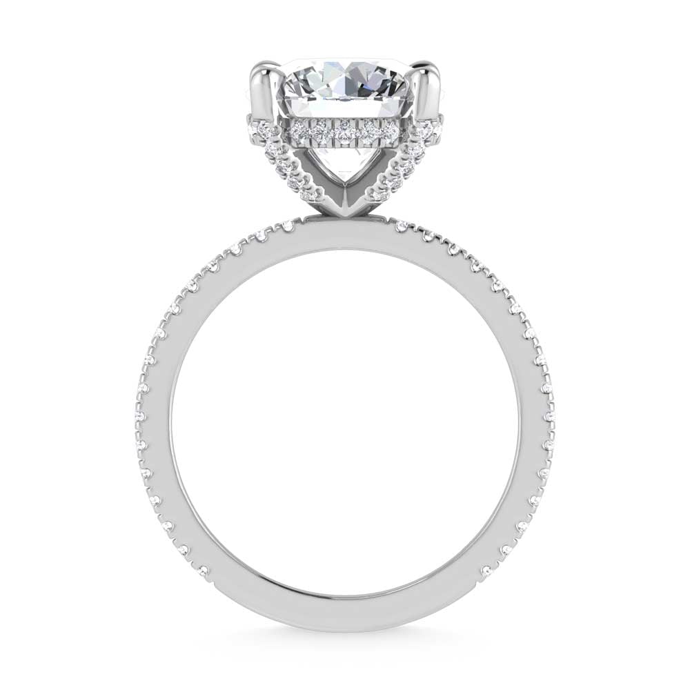 14K White Gold Lab Grown Diamond 3 3/8 Ct.Tw. Round Shape Engagement Ring (IGI Certified Center 3ct)