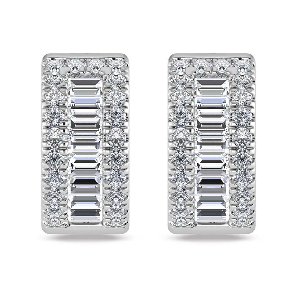 14K White Gold Lab Grown Diamond 3/4 Ct.Tw. Huggies Earrings