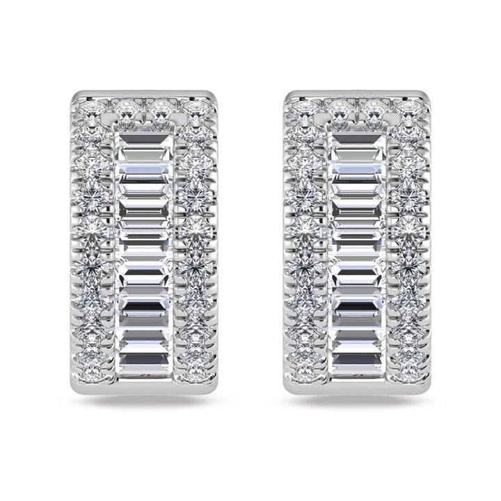 14K White Gold Lab Grown Diamond 3/4 Ct.Tw. Huggies Earrings