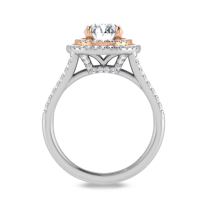 14K Two Tone Lab Grown Diamond 2 5/8 Ct.Tw. Oval Shape Engagement Ring  (IGI Certified Center 2ct)