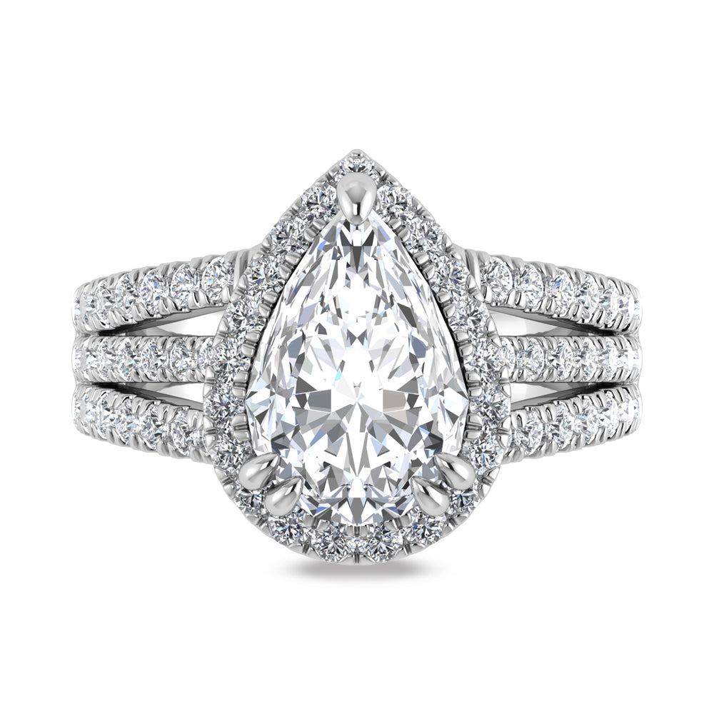 14K White Gold Lab Grown Diamond 3 7/8 Ct.Tw. Pear Shape Engagement Ring (IGI Certified Center 3ct)