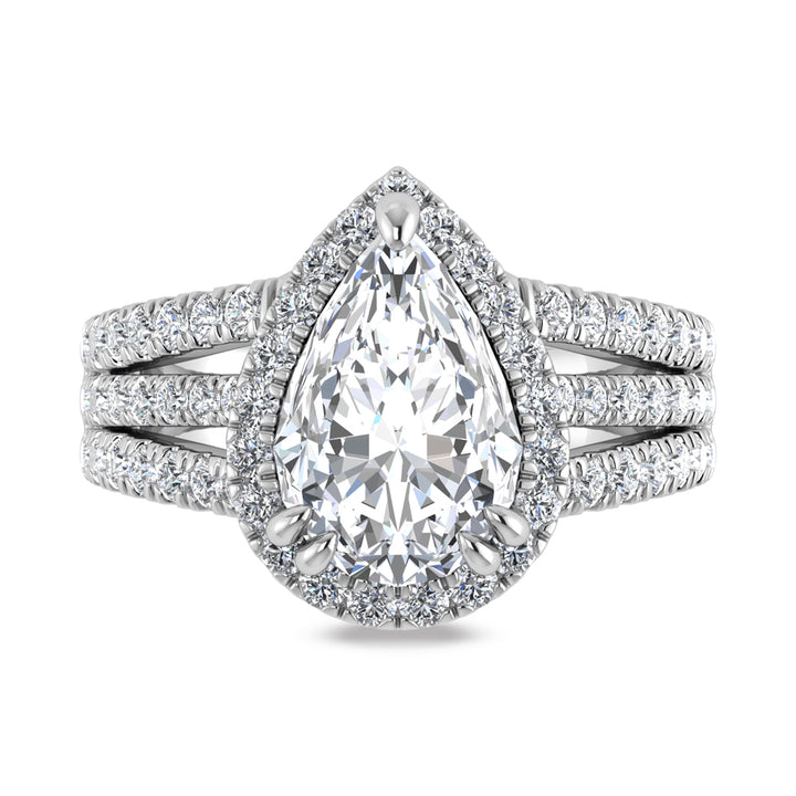 14K White Gold Lab Grown Diamond 3 7/8 Ct.Tw. Pear Shape Engagement Ring (IGI Certified Center 3ct)