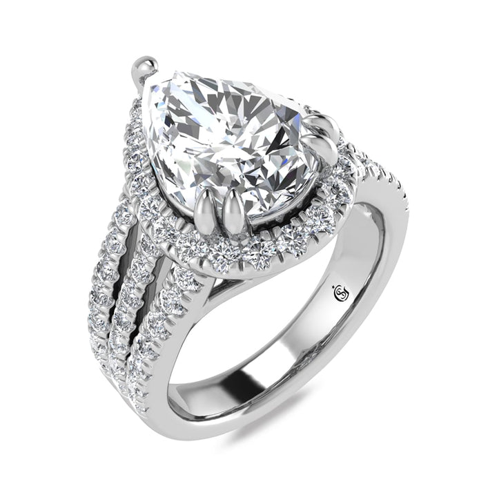14K White Gold Lab Grown Diamond 3 7/8 Ct.Tw. Pear Shape Engagement Ring (IGI Certified Center 3ct)