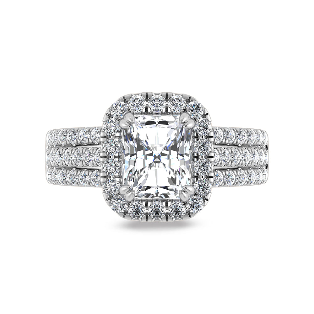 14K White Gold Lab Grown Diamond 3 Ct.Tw. Radiant Shape Engagement Ring  (IGI Certified Center 2ct)