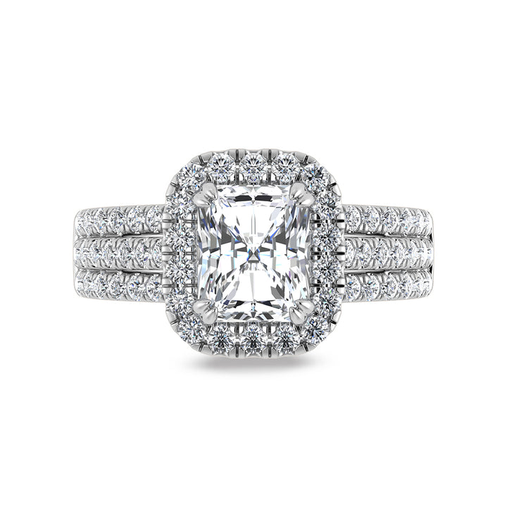 14K White Gold Lab Grown Diamond 3 Ct.Tw. Radiant Shape Engagement Ring  (IGI Certified Center 2ct)