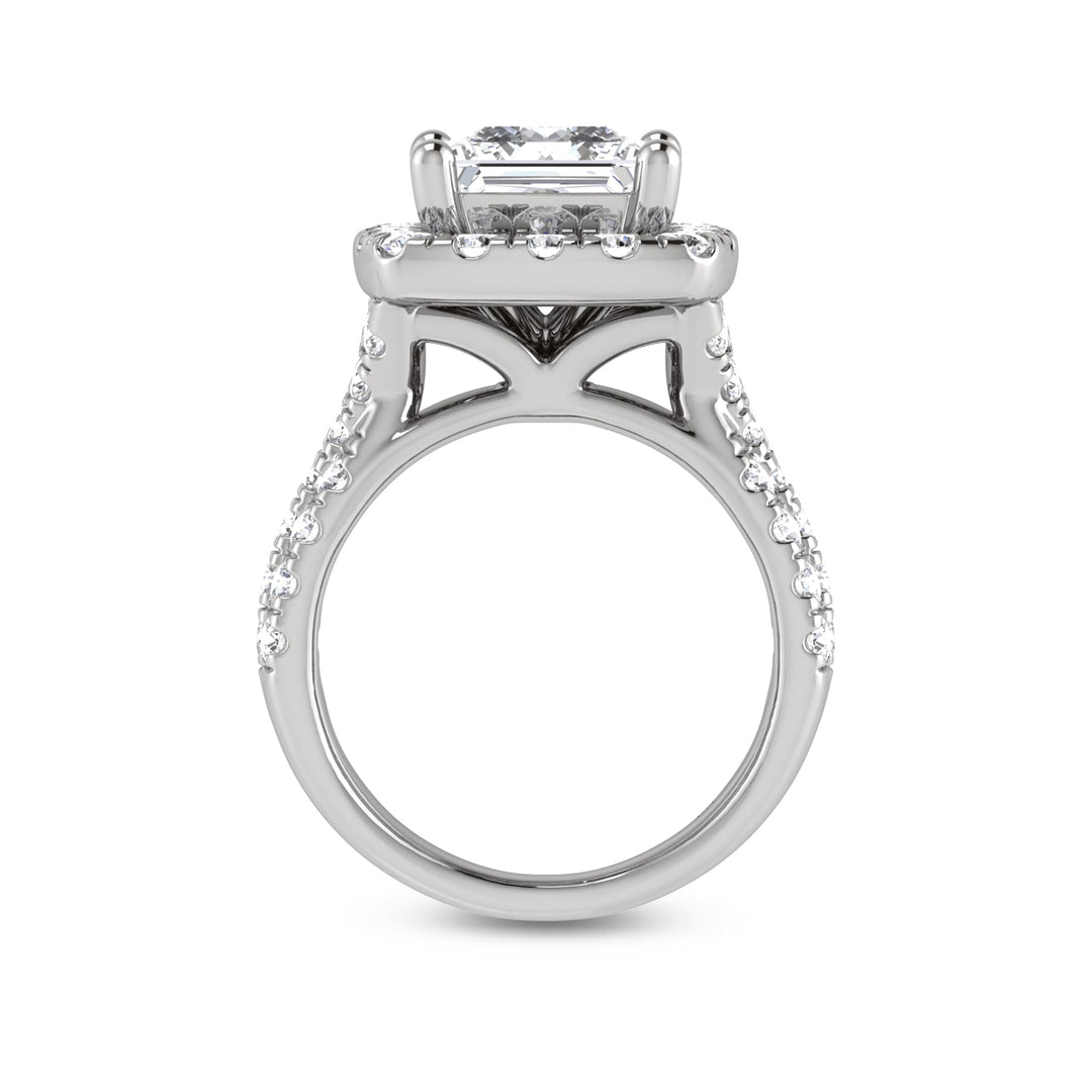 14K White Gold Lab Grown Diamond 4 7/8 Ct.Tw. Princess Shape Engagement Ring (IGI Certified Center 3ct)