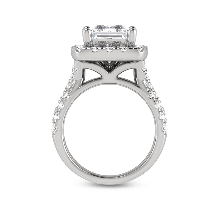 14K White Gold Lab Grown Diamond 4 7/8 Ct.Tw. Princess Shape Engagement Ring (IGI Certified Center 3ct)