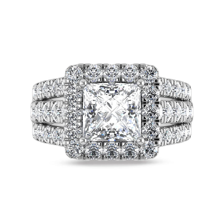 14K White Gold Lab Grown Diamond 4 3/4 Ct.Tw. Princess Shape Engagement Ring (IGI Certified Center 3ct)