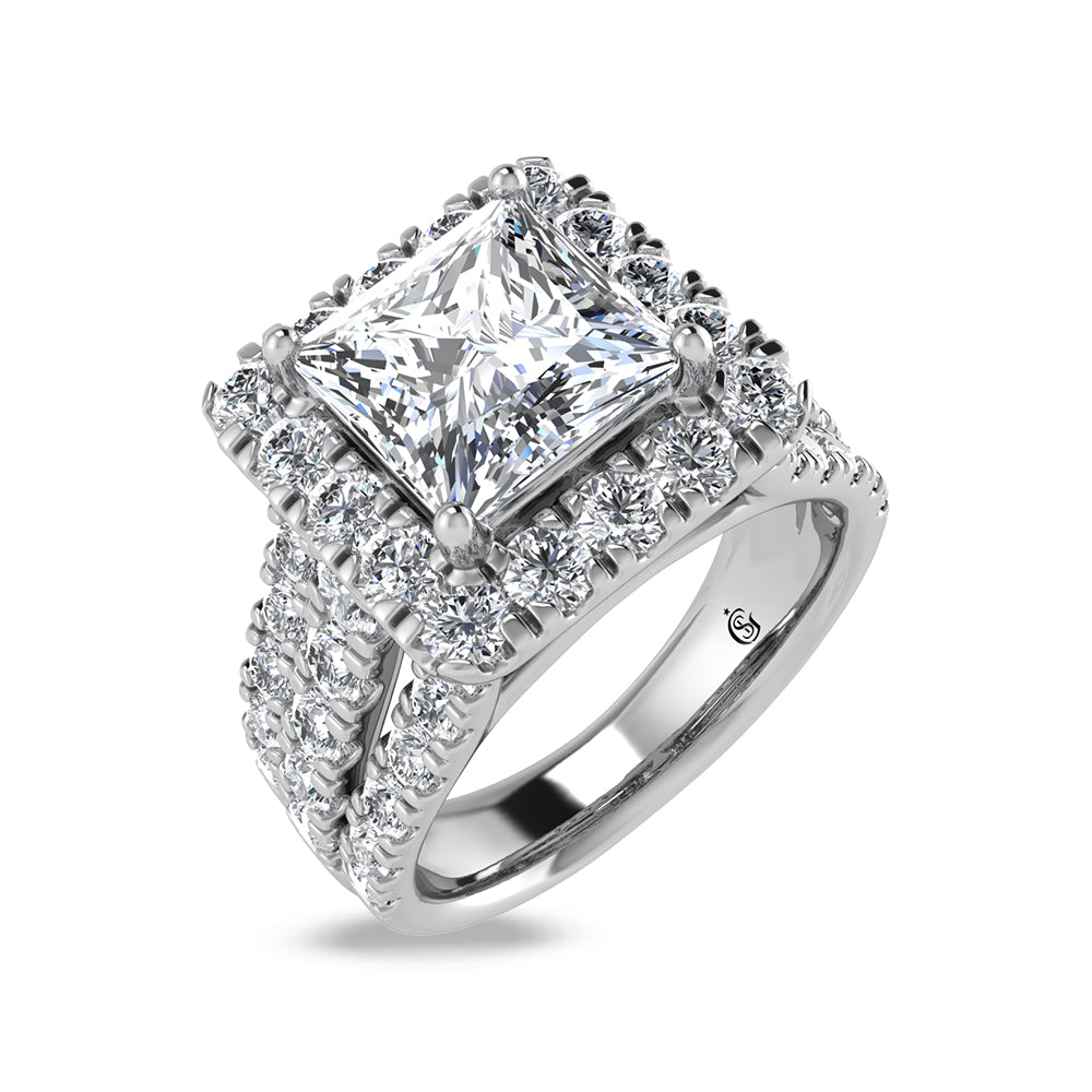 14K White Gold Lab Grown Diamond 4 3/4 Ct.Tw. Princess Shape Engagement Ring (IGI Certified Center 3ct)