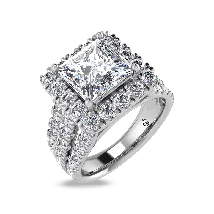 14K White Gold Lab Grown Diamond 4 3/4 Ct.Tw. Princess Shape Engagement Ring (IGI Certified Center 3ct)