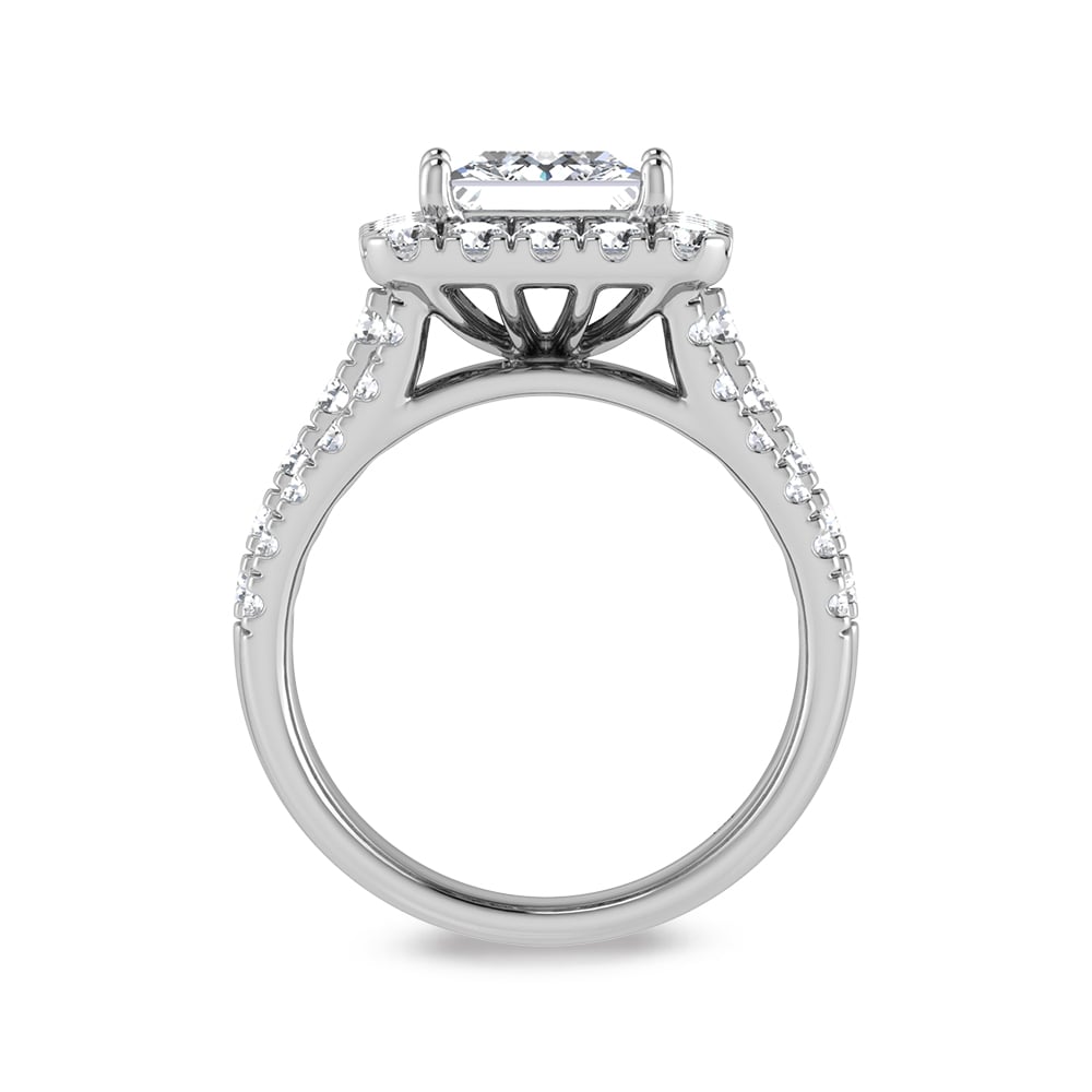 14K White Gold Lab Grown Diamond 4 3/4 Ct.Tw. Princess Shape Engagement Ring (IGI Certified Center 3ct)