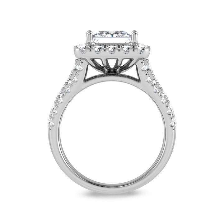 14K White Gold Lab Grown Diamond 4 3/4 Ct.Tw. Princess Shape Engagement Ring (IGI Certified Center 3ct)