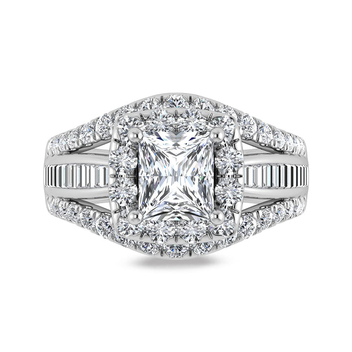14K White Gold Lab Grown Diamond 5 1/3 Ct.Tw. Princess Shape Engagement Ring (IGI Certified Center 3ct)
