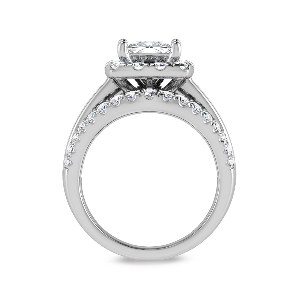 14K White Gold Lab Grown Diamond 5 1/3 Ct.Tw. Princess Shape Engagement Ring (IGI Certified Center 3ct)