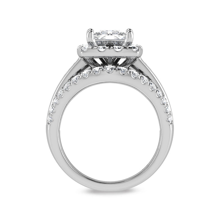 14K White Gold Lab Grown Diamond 5 1/3 Ct.Tw. Princess Shape Engagement Ring (IGI Certified Center 3ct)