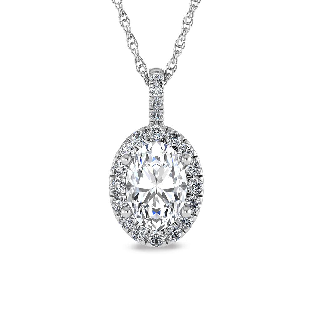 14K White Gold Lab Grown Diamond 2 1/3 Ct.Tw. Fashion Pendant (Center  2 ct)