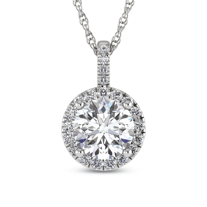 14K White Gold Lab Grown Diamond 2 1/2 Ct.Tw. Fashion Pendant (Round Center 2 ct)