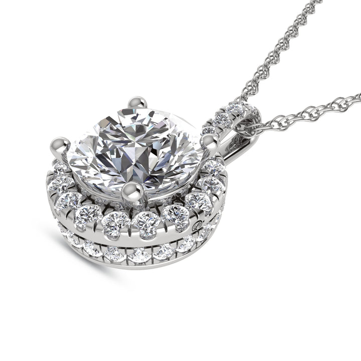 14K White Gold Lab Grown Diamond 2 1/2 Ct.Tw. Fashion Pendant (Round Center 2 ct)