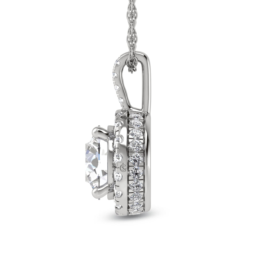 14K White Gold Lab Grown Diamond 2 1/2 Ct.Tw. Fashion Pendant (Round Center 2 ct)