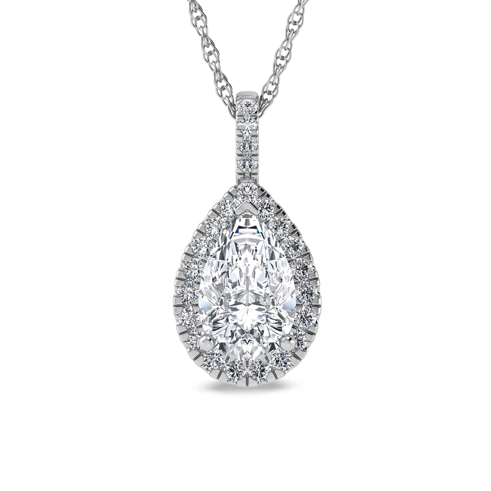 14K White Gold Lab Grown Diamond 2 1/3 Ct.Tw. Fashion Pendant (Pear Center 2 ct)