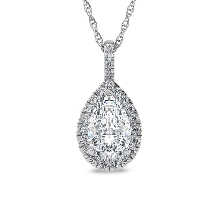 14K White Gold Lab Grown Diamond 2 1/3 Ct.Tw. Fashion Pendant (Pear Center 2 ct)
