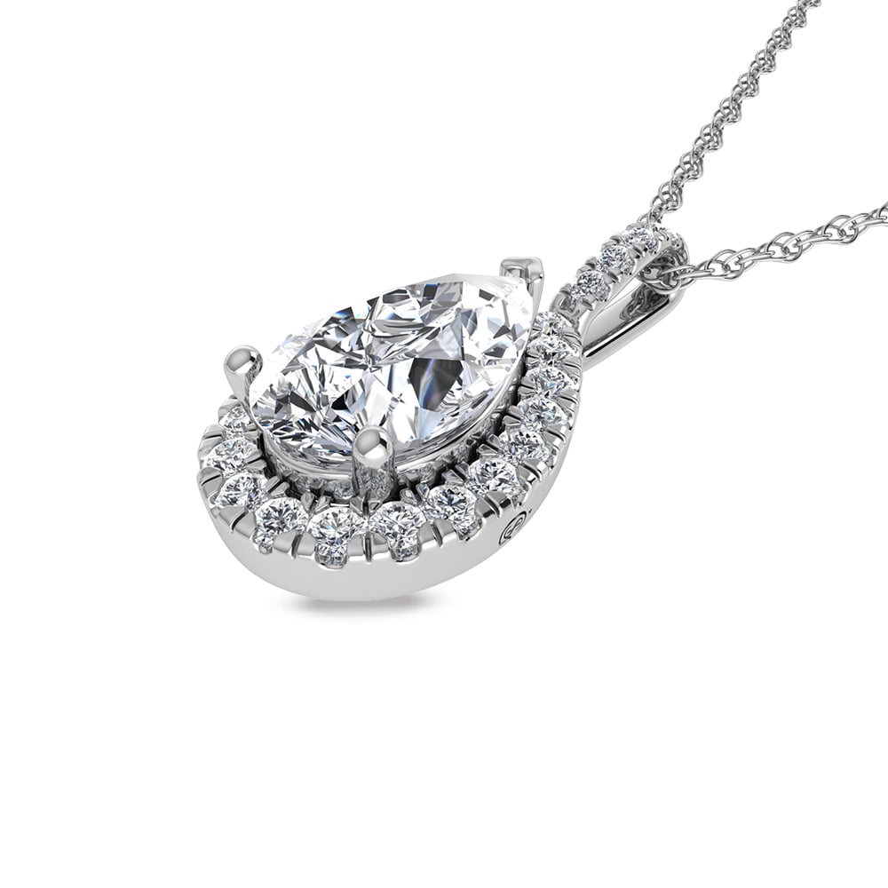 14K White Gold Lab Grown Diamond 2 1/3 Ct.Tw. Fashion Pendant (Pear Center 2 ct)